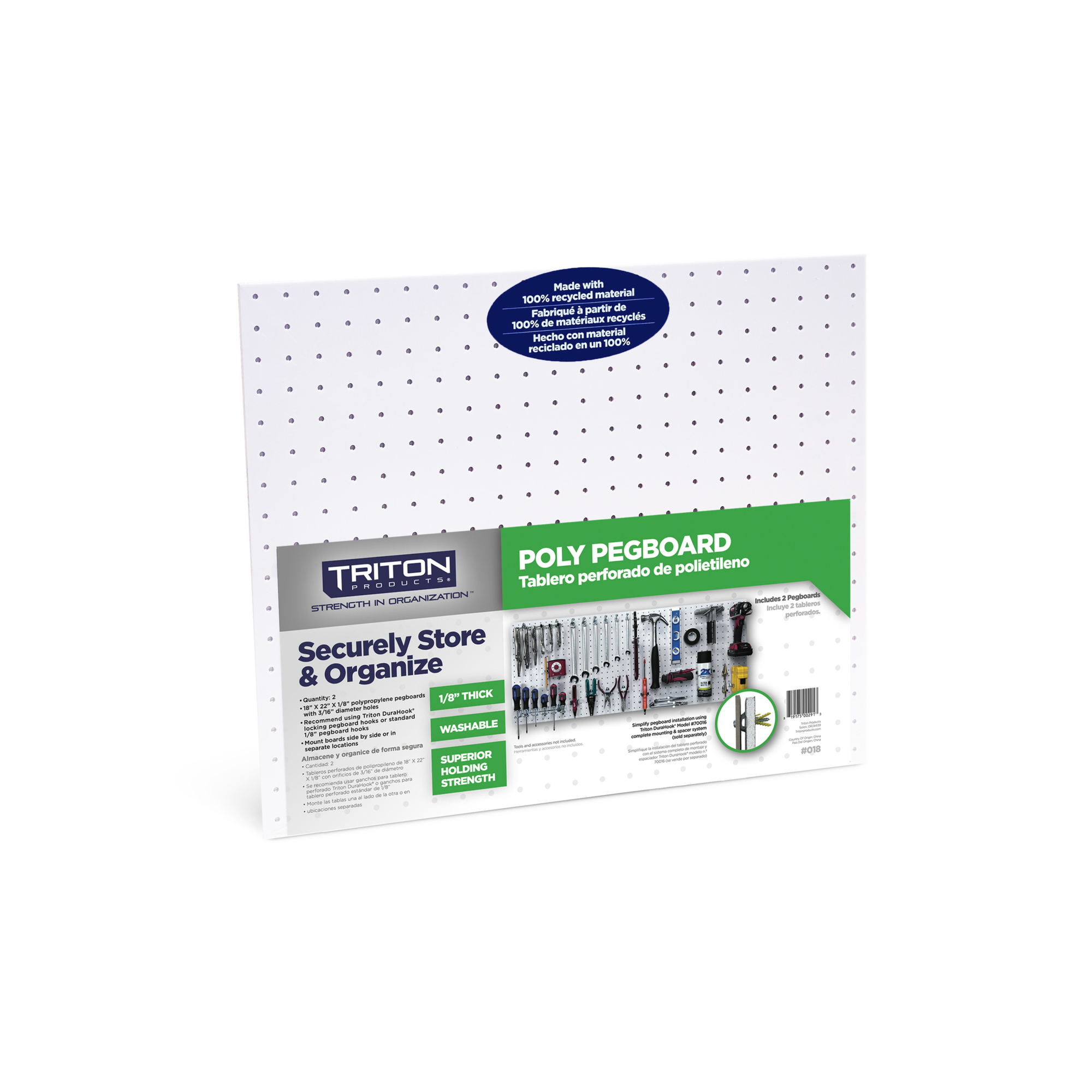 DuraBoard Pegboards, 18in. x 22in. x 1/8in., 2-Pc. Set, Model# 018